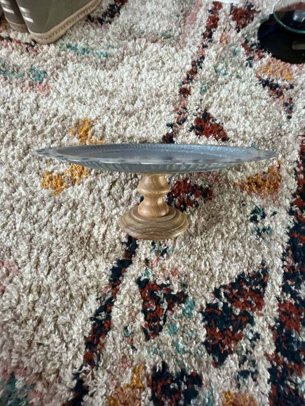 SOFE Galvanized Metal and Wood Pedestal Cake Stand